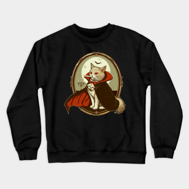 Halloween Cat, Count Catula Crewneck Sweatshirt by Joselo Rocha Art